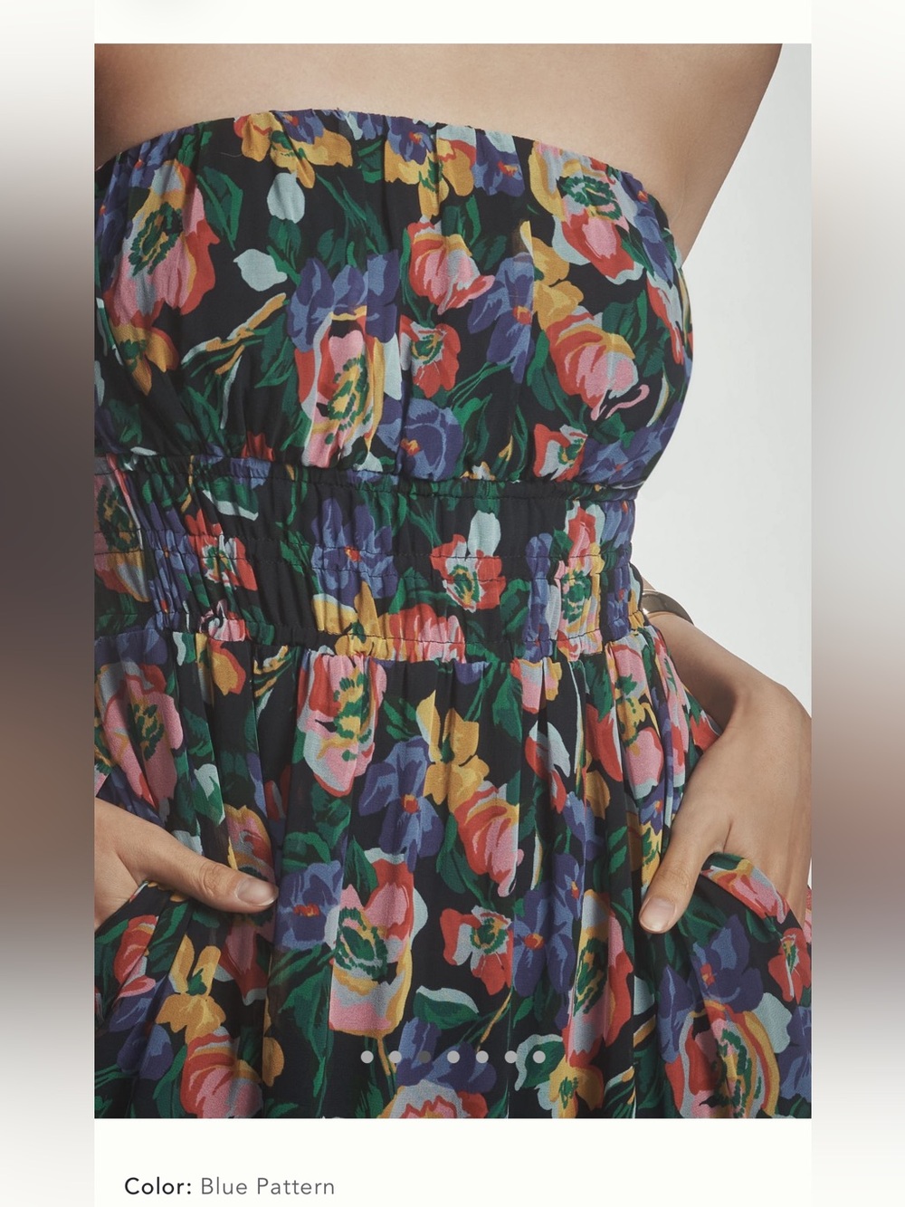 Anthropologie Strapless Floral Tiered Maxi Dress — Black with Multicolor Floral - Picture 3 of 9